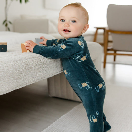 Velvet baby sleeper - Bears