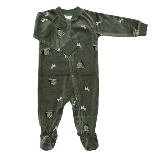 Velvet baby sleeper - Forest