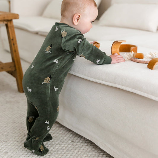Velvet baby sleeper - Forest