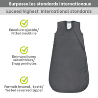 Quilted bamboo sleep sack - Charcoal (1.0 tog)