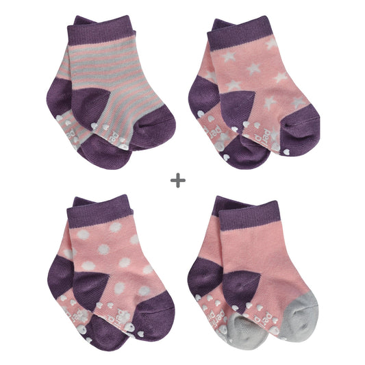 Baby socks - plum (pack of 4 pairs)