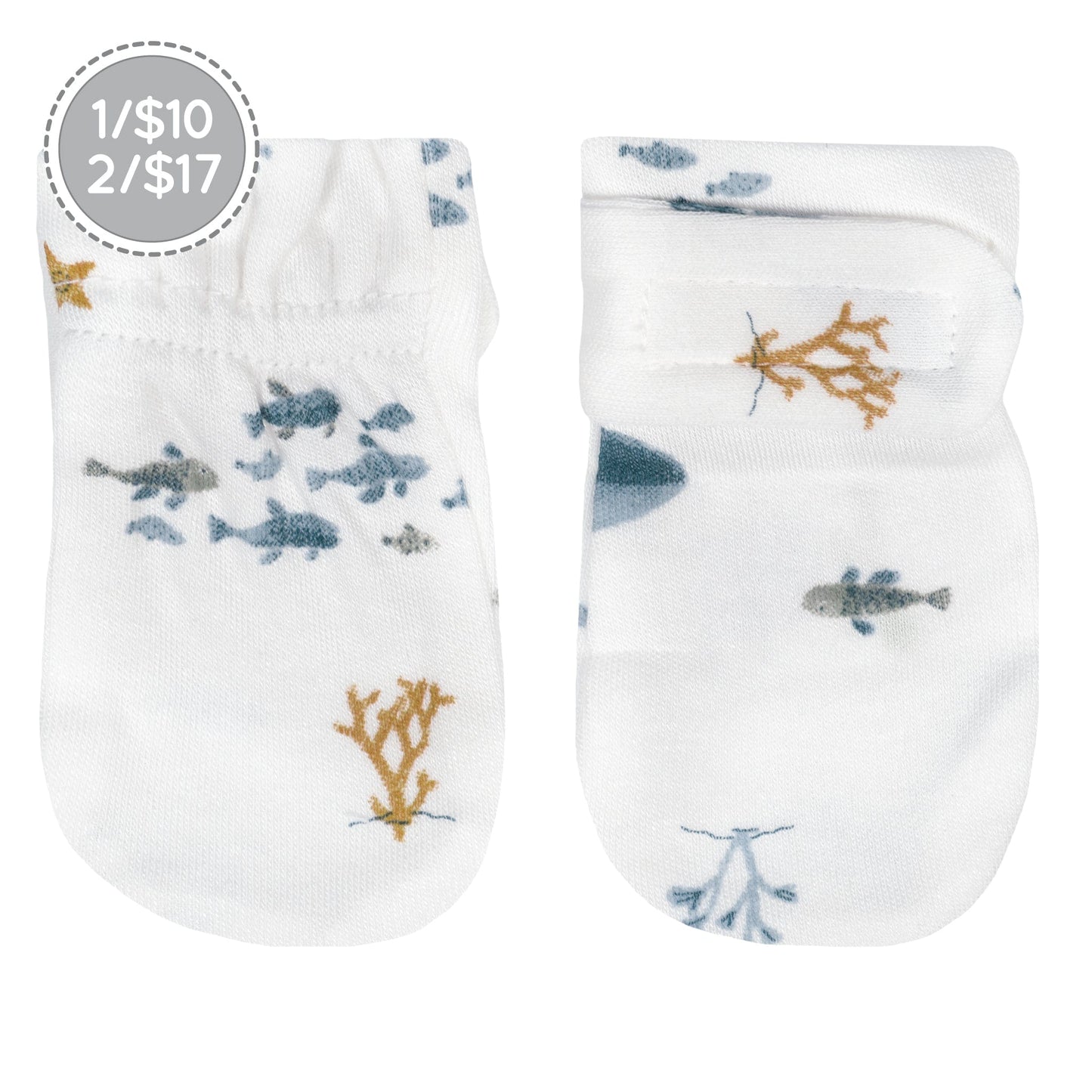 Newborn bamboo scratch mittens - Deep Sea