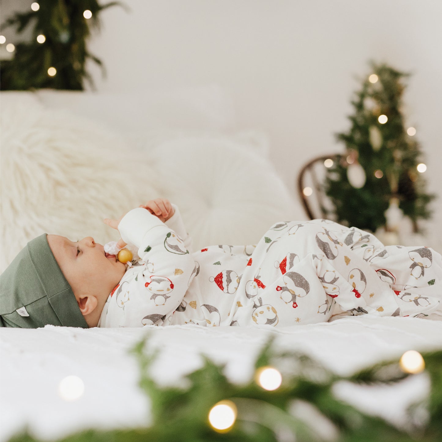Pyjama pour bébé en bambou - Pinguoins de Noël