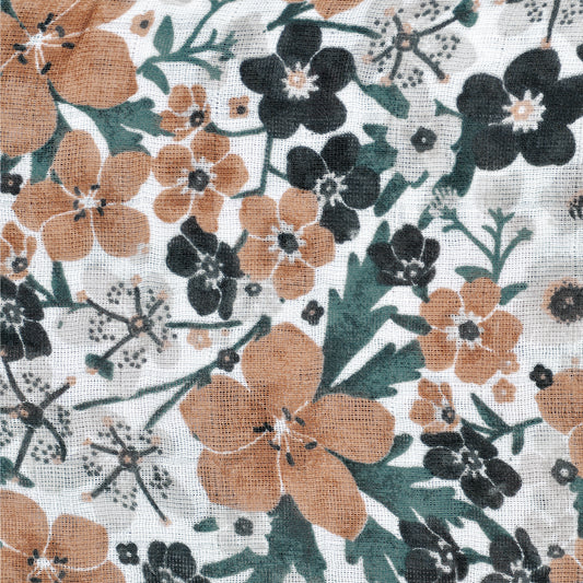 Cotton muslin fitted sheet - Bouquet