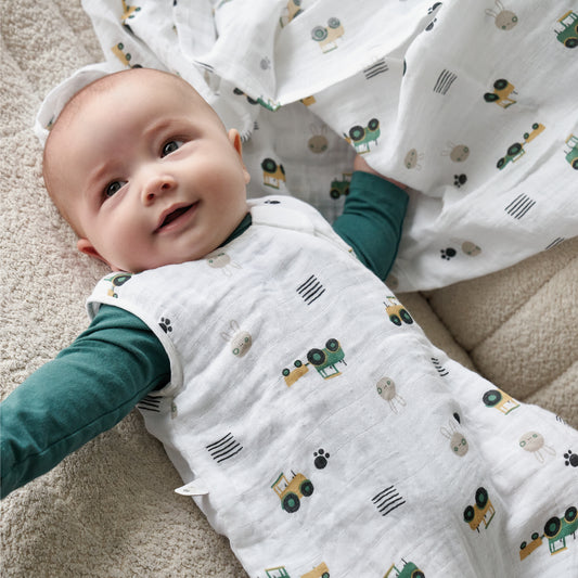 Cotton muslin swaddle - Tractors