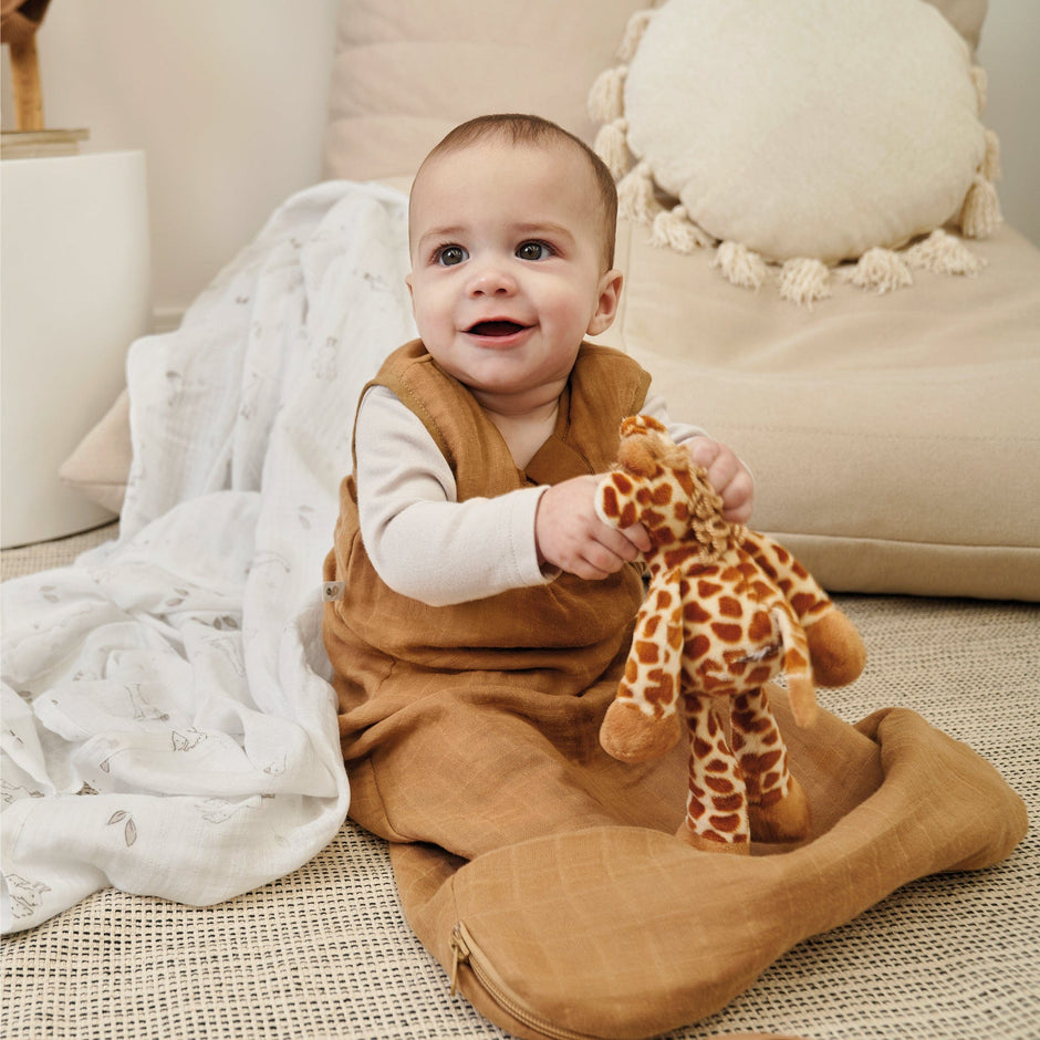 Organic Cotton Jersey Muslin Sleep Sack Beige Zebra Print