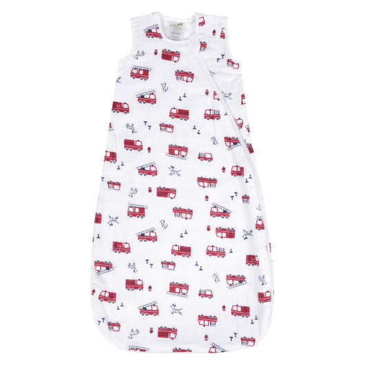 Sac de nuit mousseline de coton - Camions de Pompier (0.7 tog)