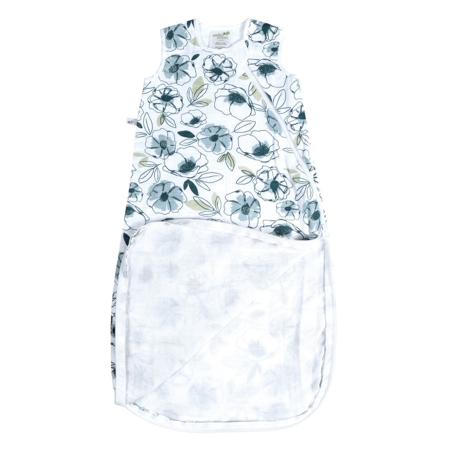 Cotton muslin sleep bag - Petunias (0.7 tog)