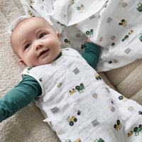 Cotton muslin sleep sack - Tractors  (0.7 tog)