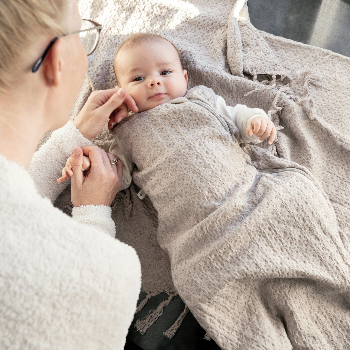 Organic cotton throw blanket - Sesame