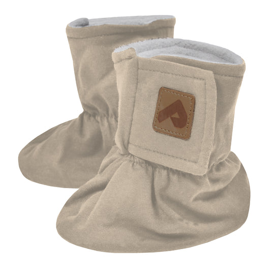 Cotton booties with fleece lining - Latte