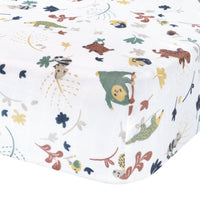 Drap contour en mousseline de coton - Jungle verte