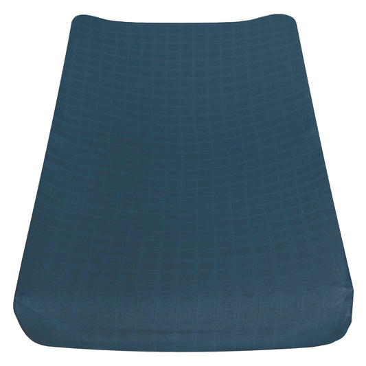Cotton muslin change pad cover - Navy Blue