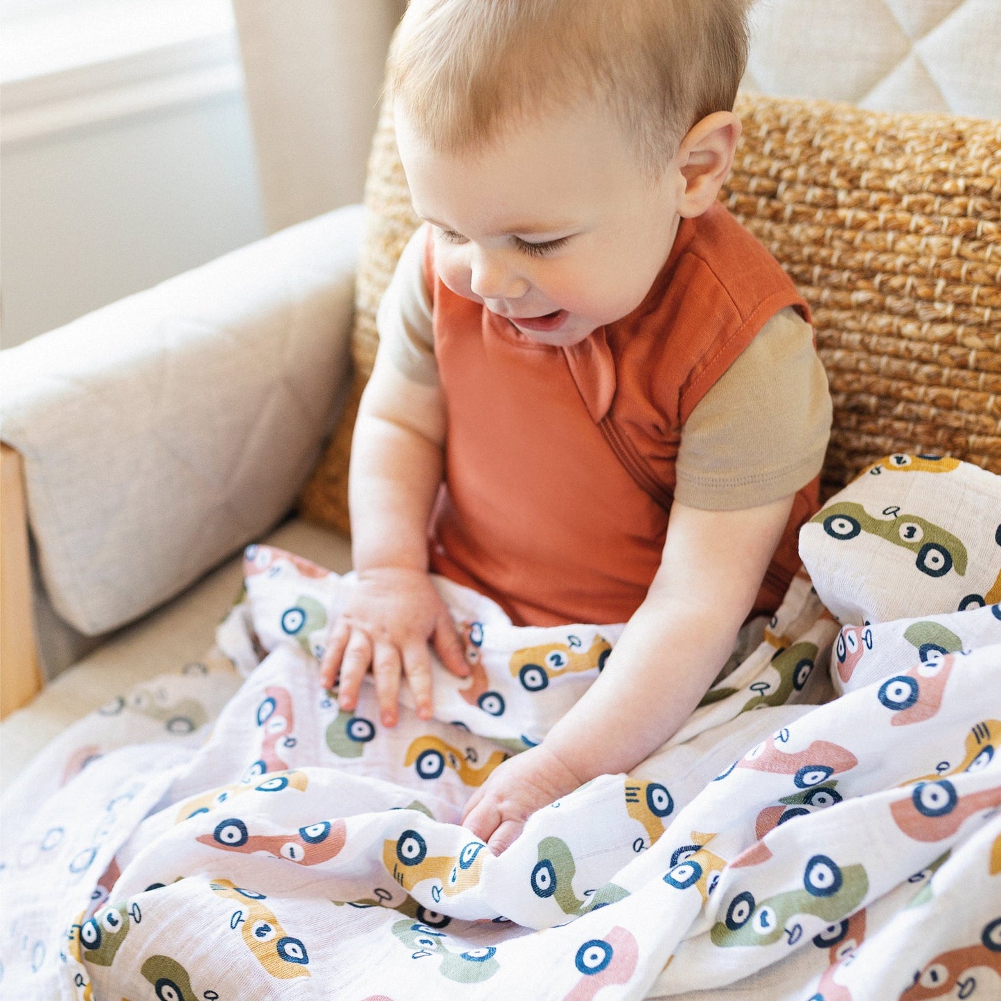 Cotton muslin swaddle - Cars