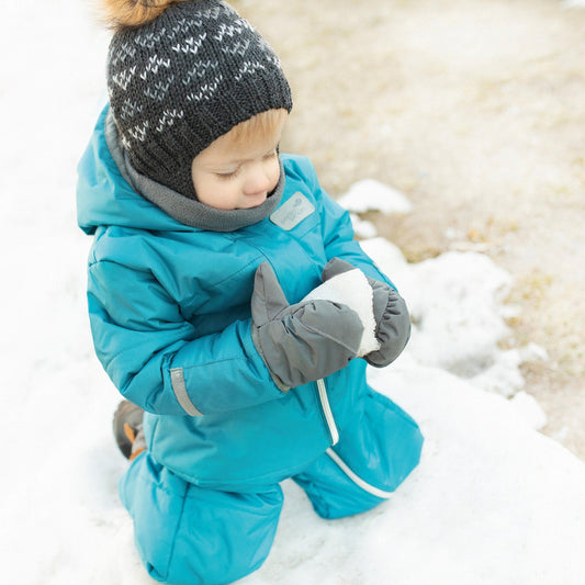 Winter hat with strings and removable pompom - Charbon