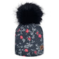 Beanie with pompom - Anthracite Floral