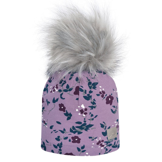 Chapeau de coton doublé de polar - Floral dahlia