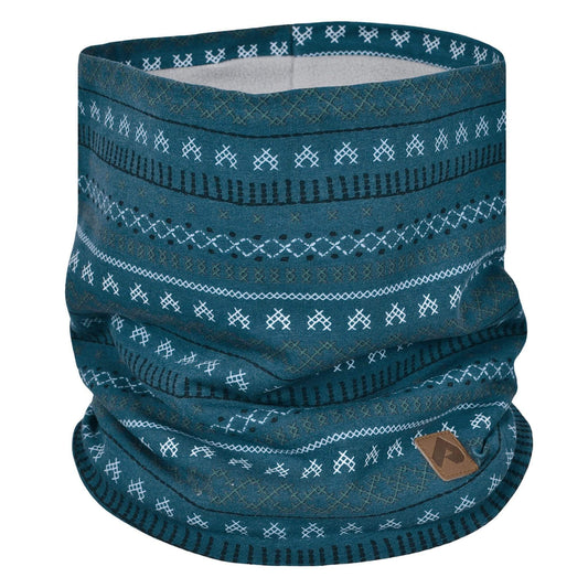 Cotton jersey neck warmer - Knitted print teal
