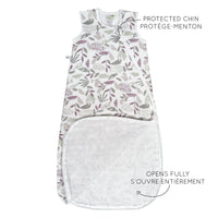 Sac de nuit mousseline de coton - feuilles prunes (0.7 tog)