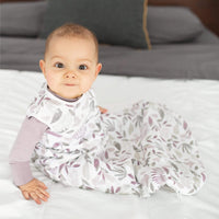 Sac de nuit mousseline de coton - feuilles prunes (0.7 tog)