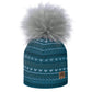 Cotton beanie with fleece lining - Knitted print teal