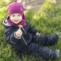 Bonnet de coton avec oreilles - Carrés Sour Cherry 