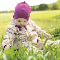 Bonnet de coton avec oreilles - Carrés Sour Cherry 