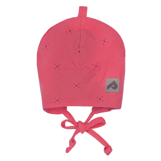 Cotton beanie with ears - Pink Squares