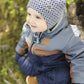 Cotton beanie with ear covers - Navy Drops