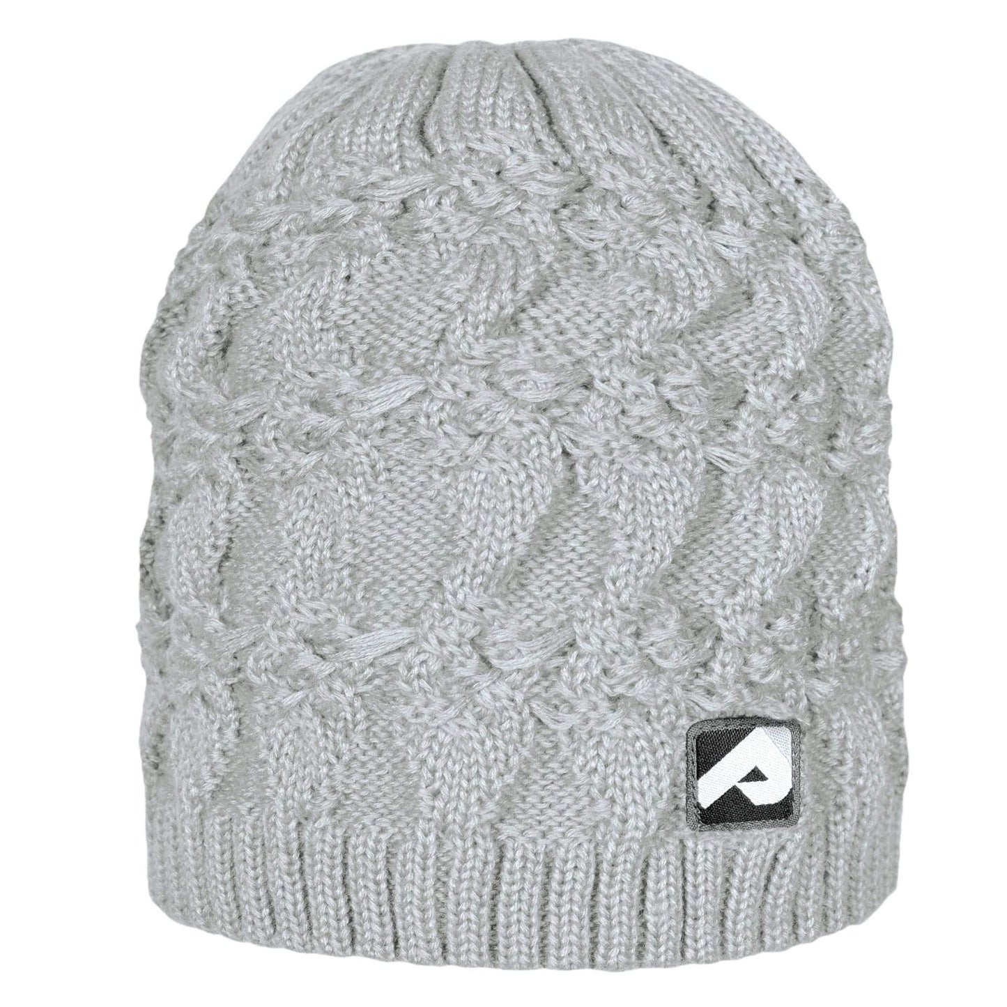Knitted acrylic hat - light grey
