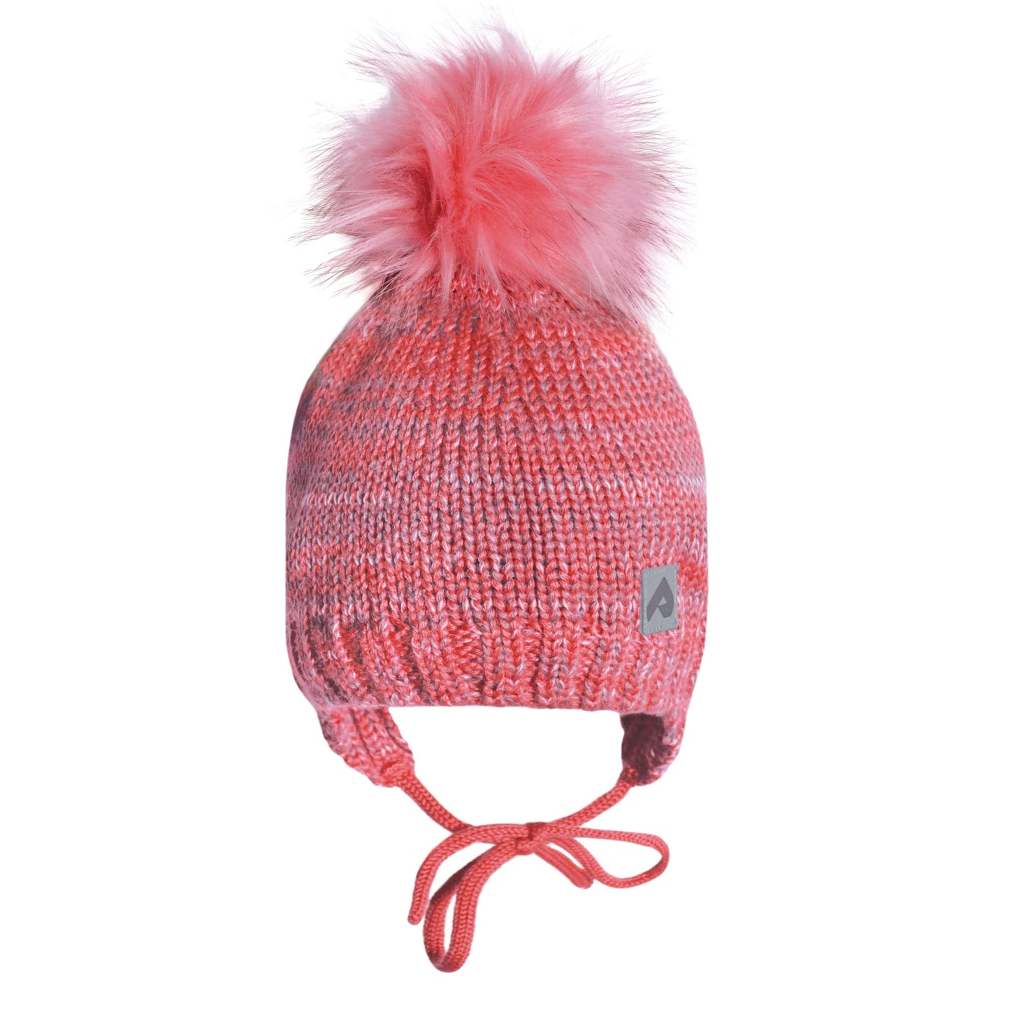 Winter hat with strings and removable pompom - Multi Pink