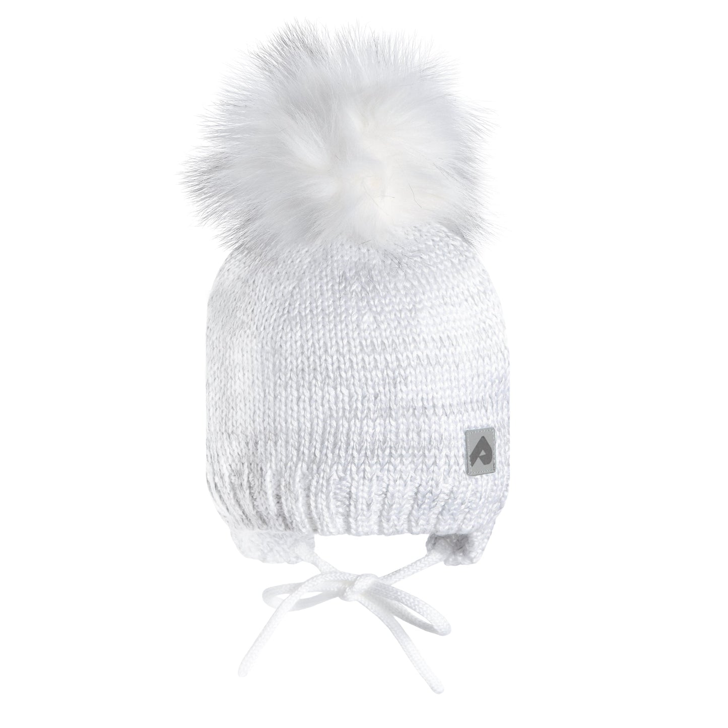 Winter hat with strings and removable pompom - Multi White