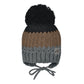 Winter hat with strings - Charcoal & Toffee