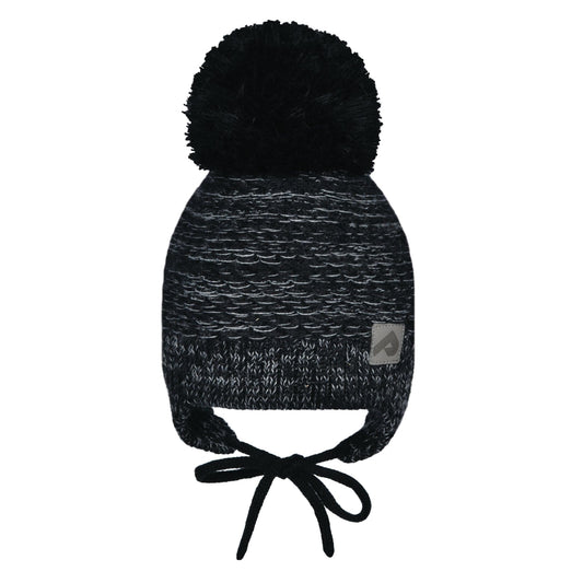 Acrylic hat with fleece lining and ears - Black & Gray