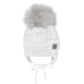 Winter hat with strings and removable pompom - White & Light Gray