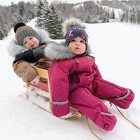 Cotton hat with fleece lining & ears - Leaves