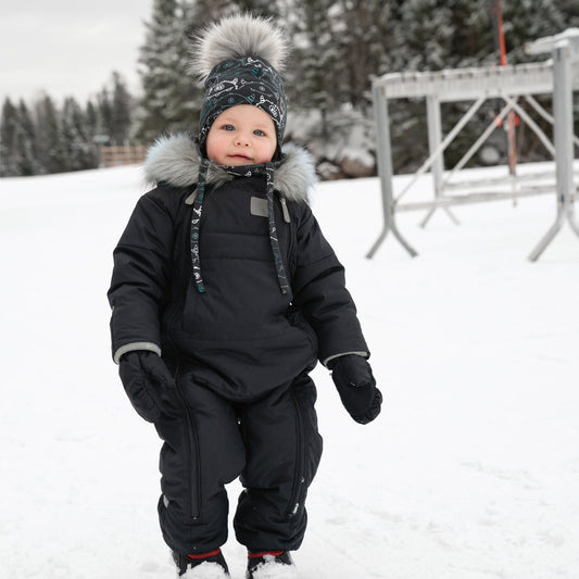 Habit de neige 1 pièce pour bébé – Noir