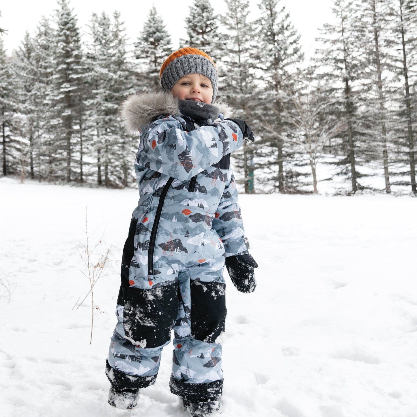 One piece toddler snowsuit - Black mountains
