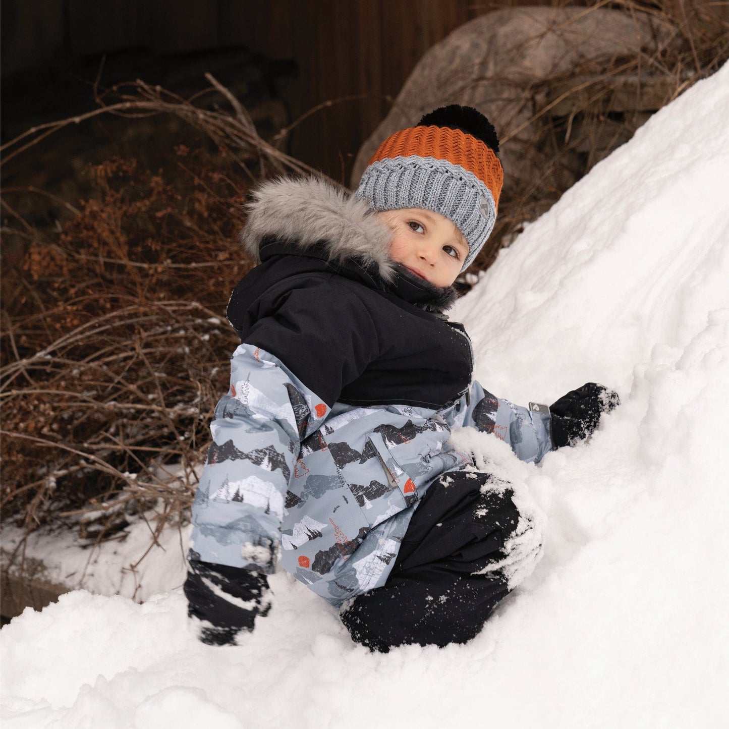 Two piece boy kid snowsuit - Mountains